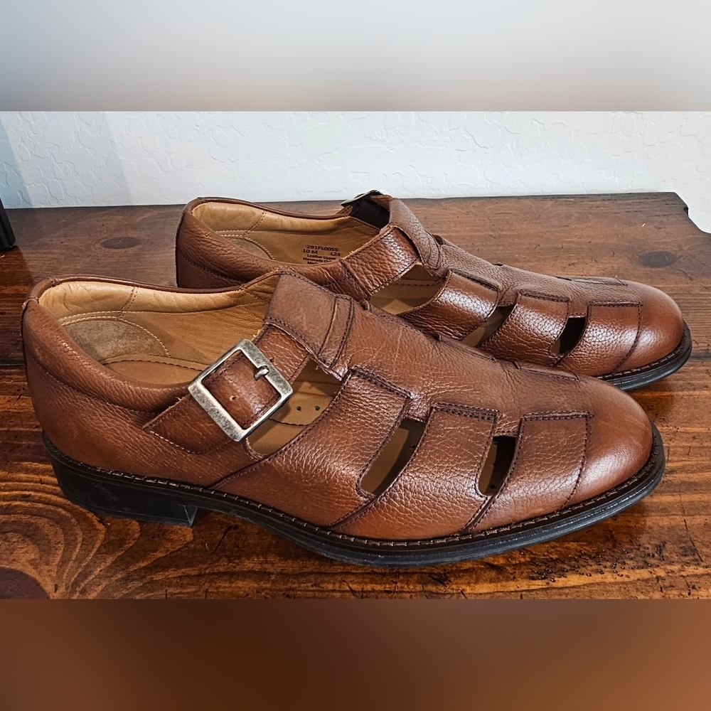 Flag Ltd Mens Brown Leather Fisherman Sandals Loafer Shoes Size 10, 11 & 13 NWOB